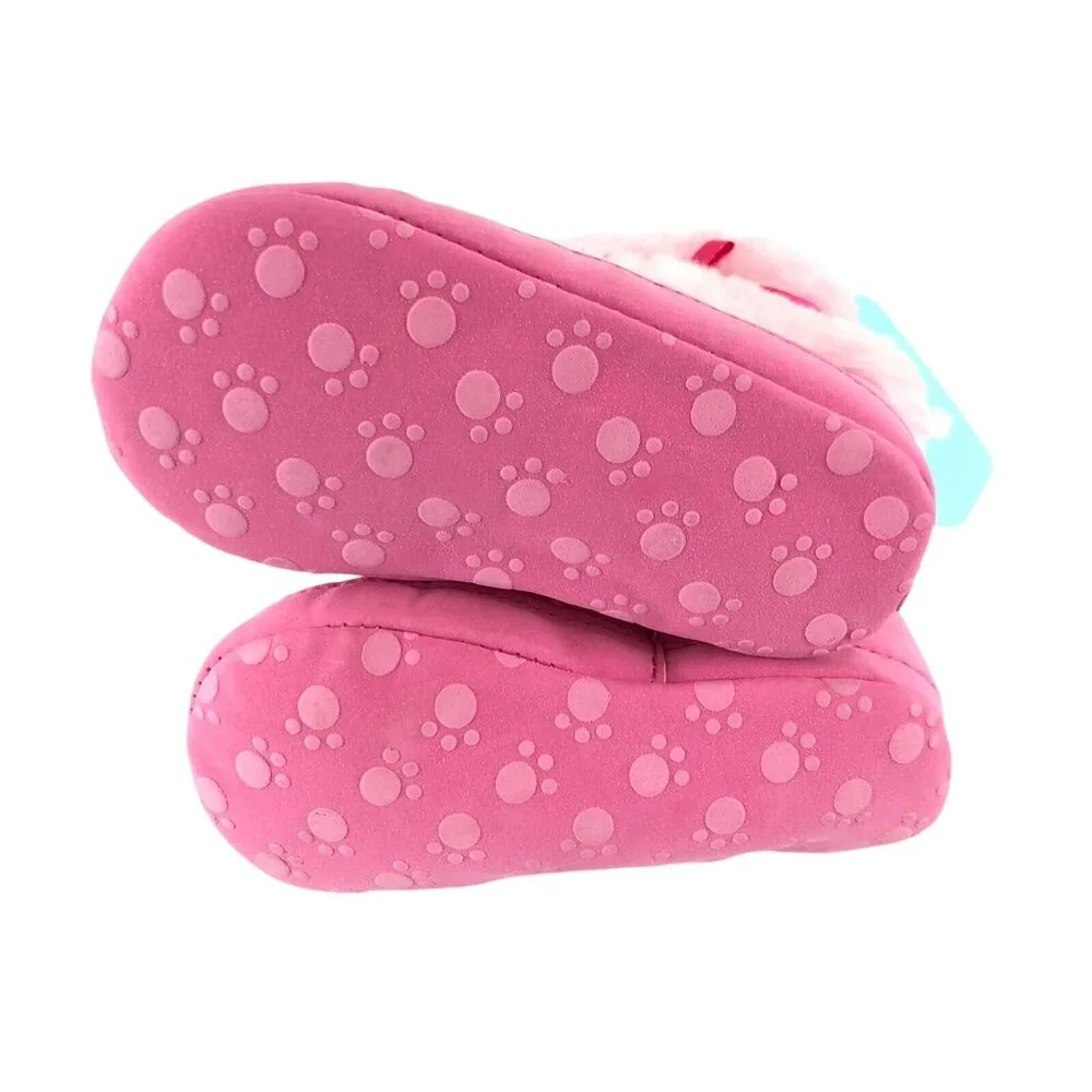 Baby Girls Boots Soft Sole Crib Shoes Slip On Faux Fur Bow Pink Size 0-6 Months
